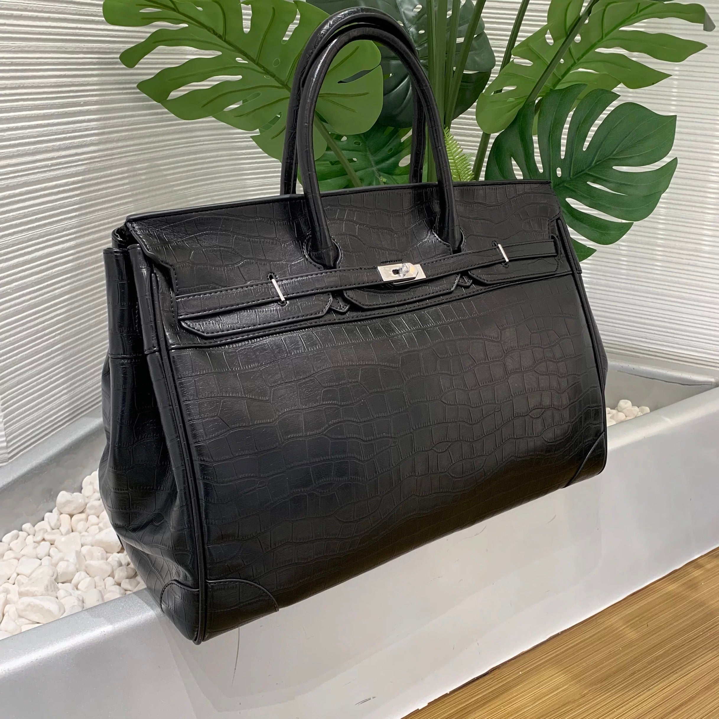The Ultimate Black Croc Weekender 50