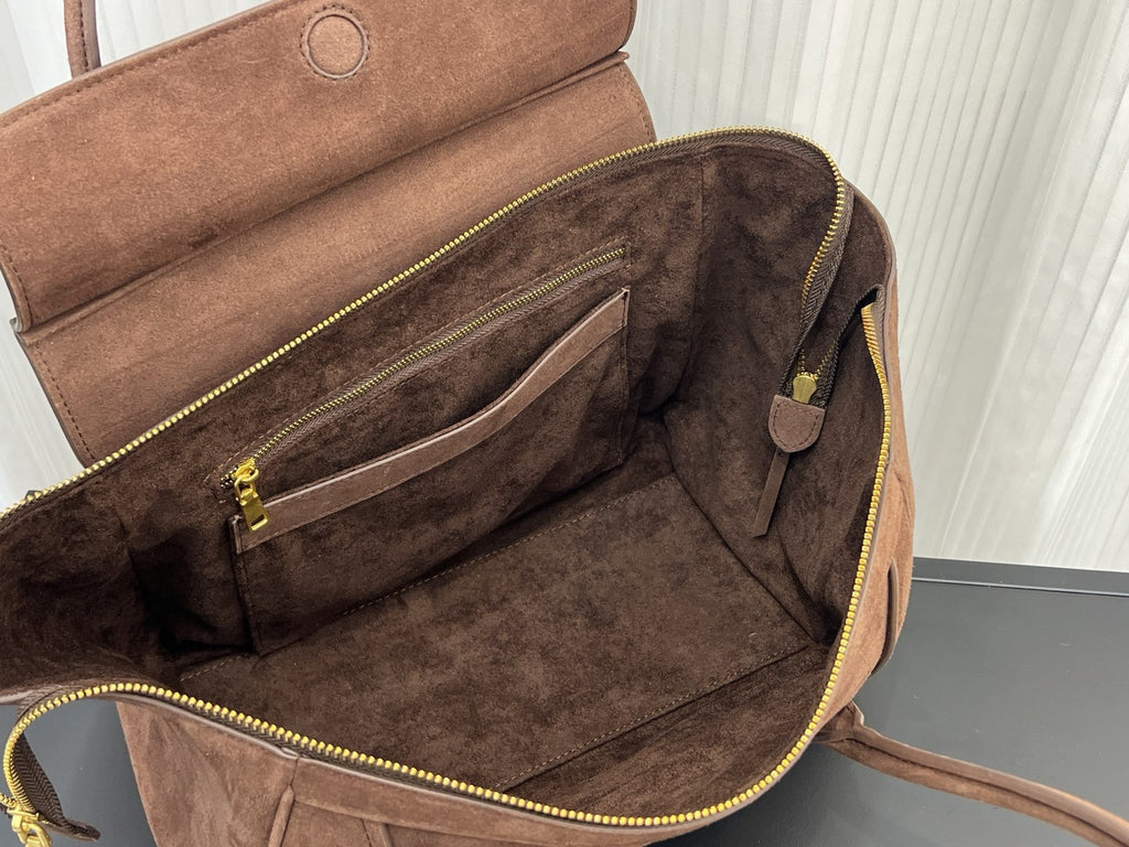 Contour Smile Zip Suede Tote