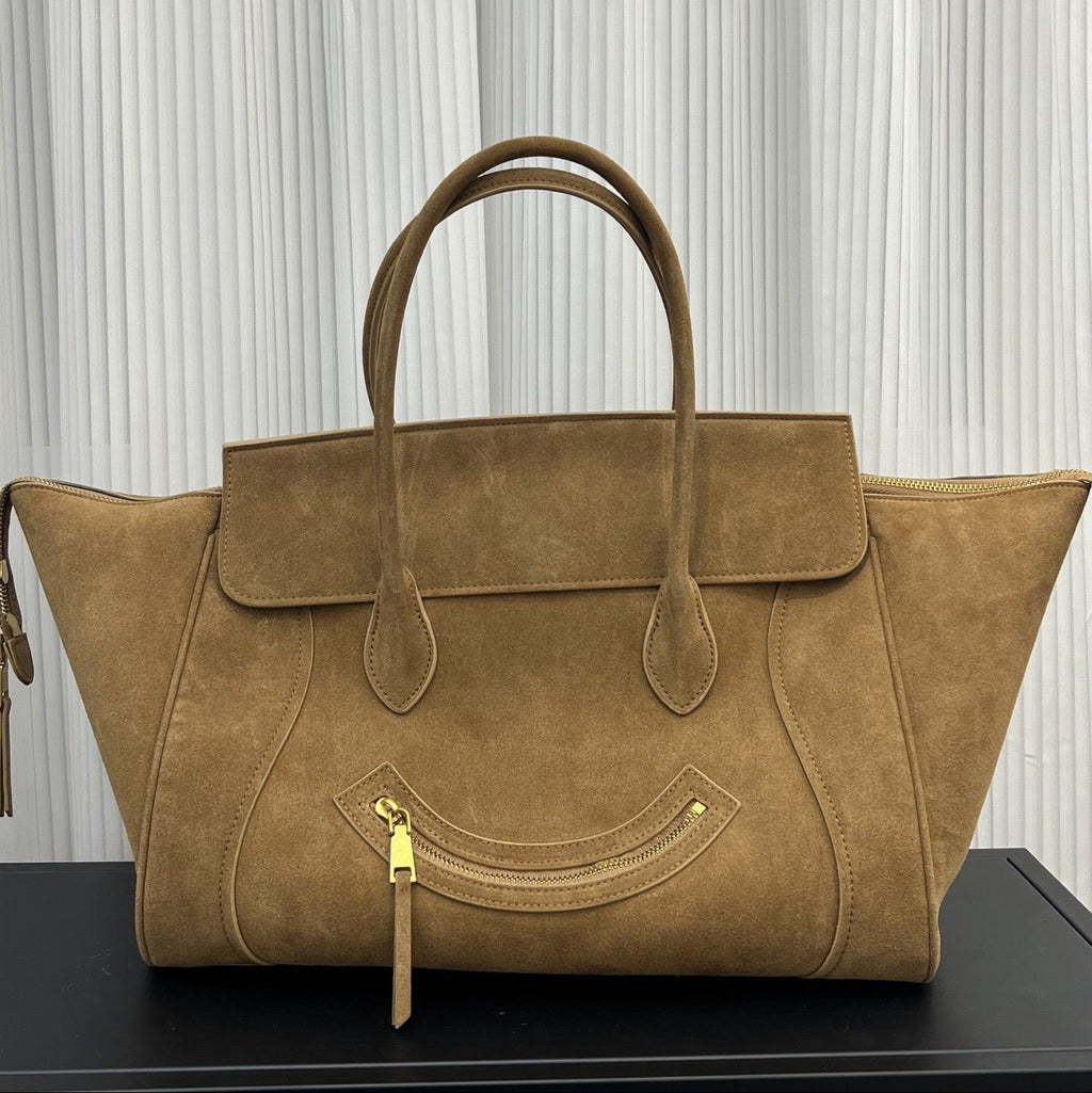 Contour Smile Zip Suede Tote