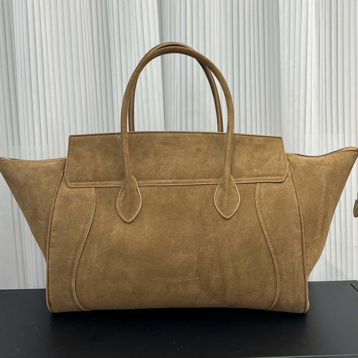 Contour Smile Zip Suede Tote