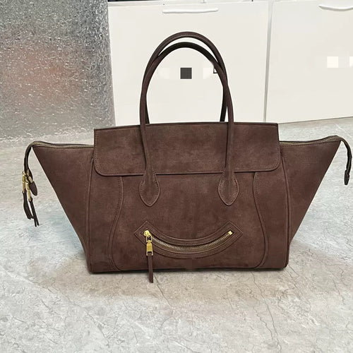 Contour Smile Zip Suede Tote