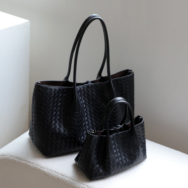 Woven Cowhide Leather Tote Bag