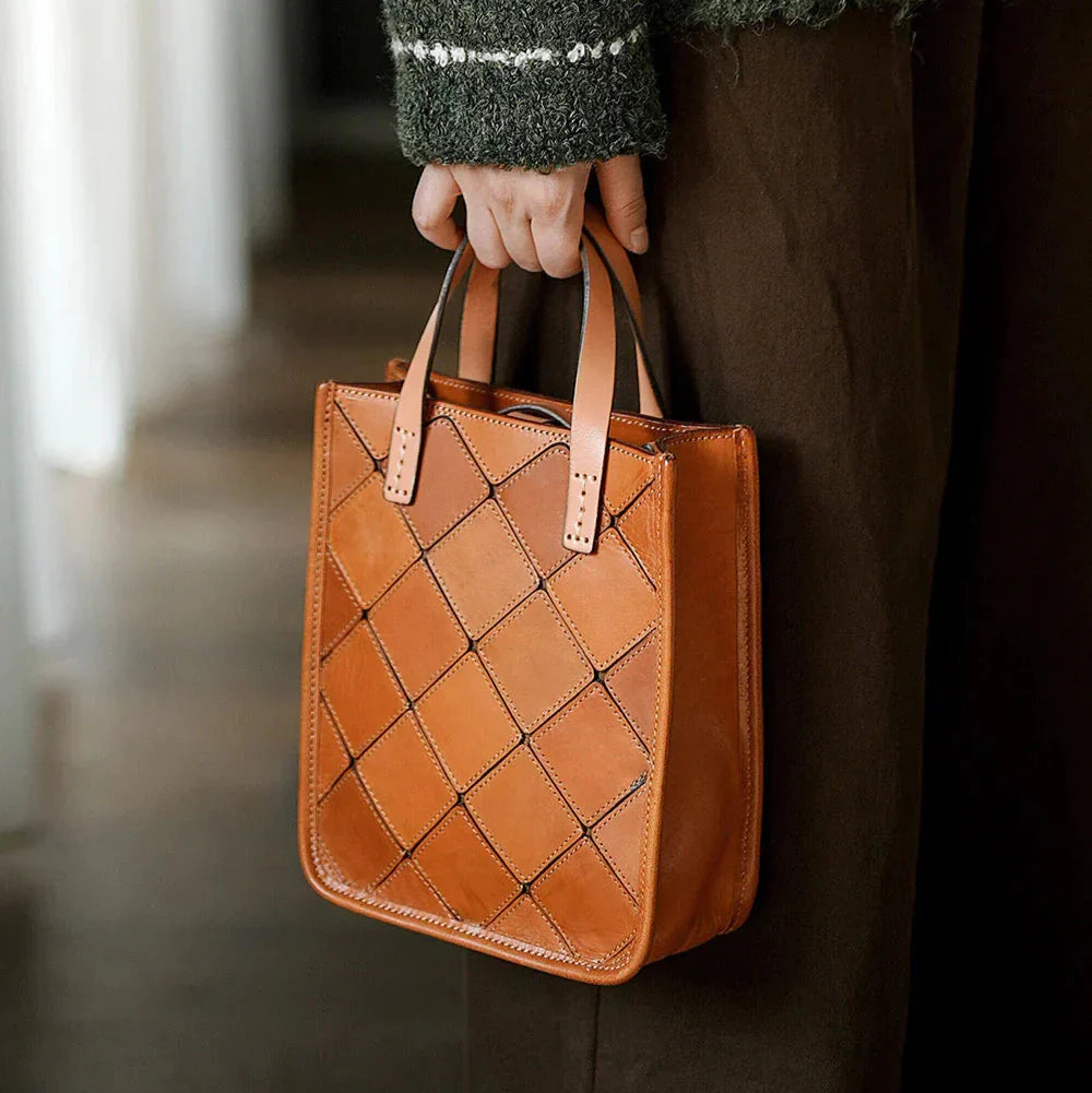 Handmade Italian Quilted Leather Mini Tote Bag