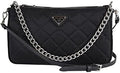 Prada Black Quilted Tessuto Nylon Chain Crossbody Bag Silver Hardware Adjustable Strap Zipper Closure Designer Shoulder Purse New|B094DTVCZ4