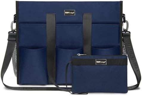 TOPDesign Utility Water Resistant Tote Bag with 22 Pockets, Top Zipper Closure & Thick Bottom Support, for Working Women|B0D3111NMD