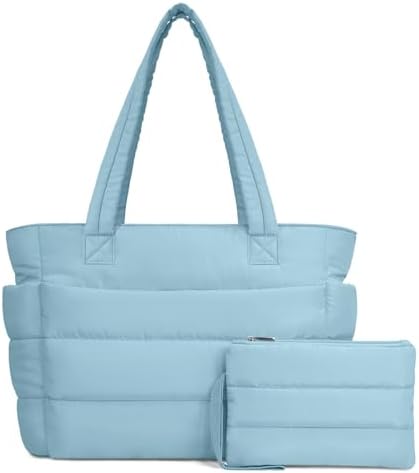 TOPDesign Puffer Tote Bag for Women, Lightweight Puffy Handbag with Compartments, Quilted Shoulder Bag for Work, Travel, Gym|B0DQCS2DTD