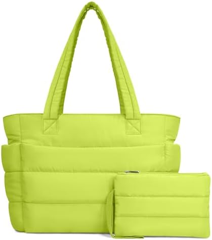 TOPDesign Puffer Tote Bag for Women, Lightweight Puffy Handbag with Compartments, Quilted Shoulder Bag for Work, Travel, Gym|B0DQCS2DTD