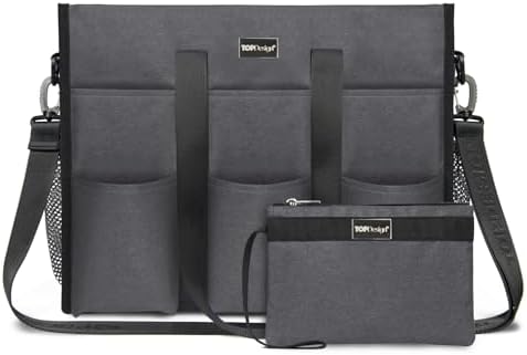 TOPDesign Utility Water Resistant Tote Bag with 22 Pockets, Top Zipper Closure & Thick Bottom Support, for Working Women|B0D3111NMD