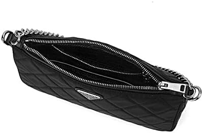 Prada Black Quilted Tessuto Nylon Chain Crossbody Bag Silver Hardware Adjustable Strap Zipper Closure Designer Shoulder Purse New|B094DTVCZ4