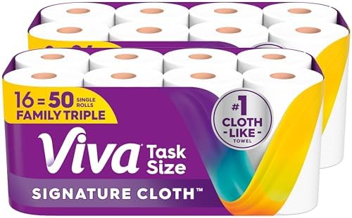 Viva Signature Cloth Paper Towels, Task Size, 2 Family Triple Rolls, 141 Sheets per Roll (Packaging May Vary)|B0G22HTXCG