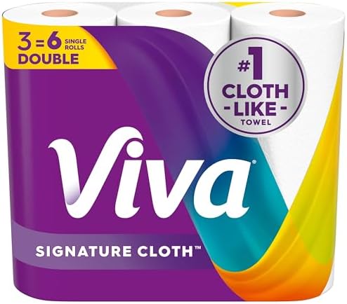 Viva Signature Cloth Paper Towels, Task Size, 2 Family Triple Rolls, 141 Sheets per Roll (Packaging May Vary)|B0G22HTXCG