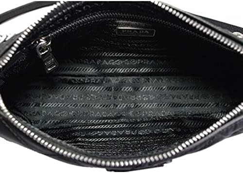 Prada Black Quilted Tessuto Nylon Chain Crossbody Bag Silver Hardware Adjustable Strap Zipper Closure Designer Shoulder Purse New|B094DTVCZ4