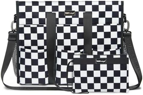 TOPDesign Utility Water Resistant Tote Bag with 22 Pockets, Top Zipper Closure & Thick Bottom Support, for Working Women|B0D3111NMD
