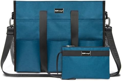 TOPDesign Utility Water Resistant Tote Bag with 22 Pockets, Top Zipper Closure & Thick Bottom Support, for Working Women|B0D3111NMD