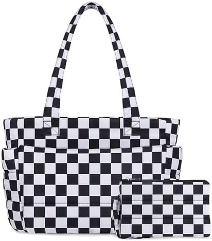 TOPDesign Puffer Tote Bag for Women, Lightweight Puffy Handbag with Compartments, Quilted Shoulder Bag for Work, Travel, Gym|B0DQCS2DTD