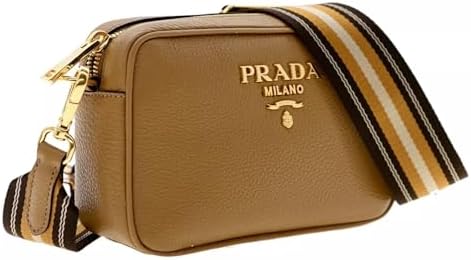 Prada Milano Leather Crossbody Bag, Small, Caramel, 7W x 5H x 2.5D inches|B0DFR4HRBB