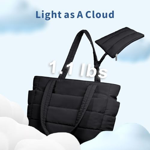 TOPDesign Puffer Tote Bag for Women, Lightweight Puffy Handbag with Compartments, Quilted Shoulder Bag for Work, Travel, Gym|B0DQCS2DTD