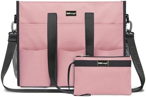 TOPDesign Utility Water Resistant Tote Bag with 22 Pockets, Top Zipper Closure & Thick Bottom Support, for Working Women|B0D3111NMD