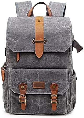 Photography Retro Waterproof Batik Canvas Backpack W Port Fit 15.6inch Laptop Men Camera Bag Carry Case|B0GVT82N41