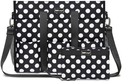 TOPDesign Utility Water Resistant Tote Bag with 22 Pockets, Top Zipper Closure & Thick Bottom Support, for Working Women|B0D3111NMD