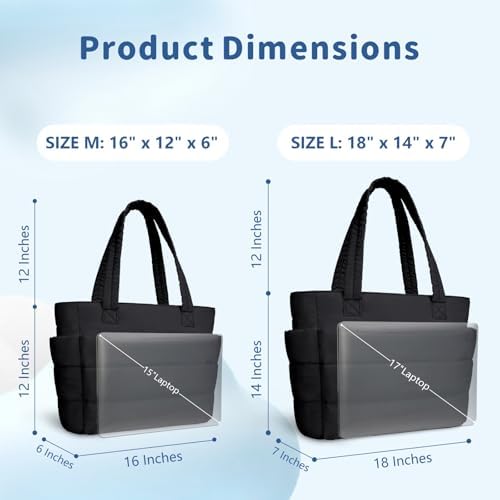 TOPDesign Puffer Tote Bag for Women, Lightweight Puffy Handbag with Compartments, Quilted Shoulder Bag for Work, Travel, Gym|B0DQCS2DTD