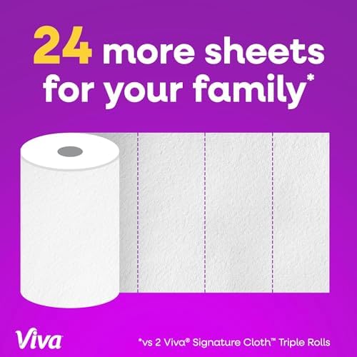 Viva Signature Cloth Paper Towels, Task Size, 2 Family Triple Rolls, 141 Sheets per Roll (Packaging May Vary)|B0G22HTXCG