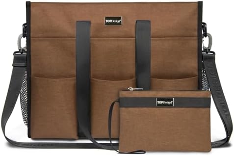 TOPDesign Utility Water Resistant Tote Bag with 22 Pockets, Top Zipper Closure & Thick Bottom Support, for Working Women|B0D3111NMD