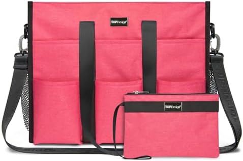 TOPDesign Utility Water Resistant Tote Bag with 22 Pockets, Top Zipper Closure & Thick Bottom Support, for Working Women|B0D3111NMD