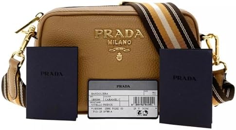 Prada Milano Leather Crossbody Bag, Small, Caramel, 7W x 5H x 2.5D inches|B0DFR4HRBB