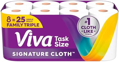Viva Signature Cloth Paper Towels, Task Size, 2 Family Triple Rolls, 141 Sheets per Roll (Packaging May Vary)|B0G22HTXCG