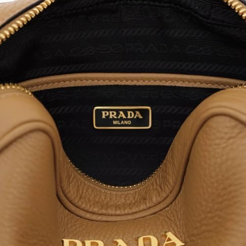 Prada Milano Leather Crossbody Bag, Small, Caramel, 7W x 5H x 2.5D inches|B0DFR4HRBB