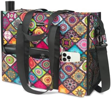 TOPDesign Utility Water Resistant Tote Bag with 22 Pockets, Top Zipper Closure & Thick Bottom Support, for Working Women|B0D3111NMD