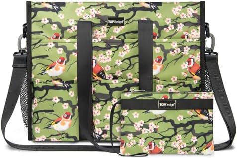 TOPDesign Utility Water Resistant Tote Bag with 22 Pockets, Top Zipper Closure & Thick Bottom Support, for Working Women|B0D3111NMD