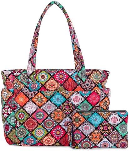 TOPDesign Puffer Tote Bag for Women, Lightweight Puffy Handbag with Compartments, Quilted Shoulder Bag for Work, Travel, Gym|B0DQCS2DTD