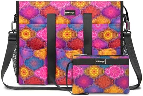 TOPDesign Utility Water Resistant Tote Bag with 22 Pockets, Top Zipper Closure & Thick Bottom Support, for Working Women|B0D3111NMD