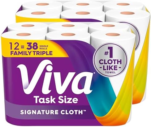 Viva Signature Cloth Paper Towels, Task Size, 2 Family Triple Rolls, 141 Sheets per Roll (Packaging May Vary)|B0G22HTXCG