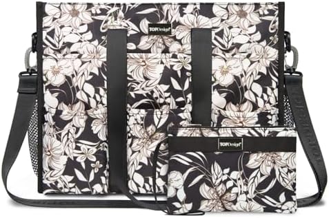 TOPDesign Utility Water Resistant Tote Bag with 22 Pockets, Top Zipper Closure & Thick Bottom Support, for Working Women|B0D3111NMD