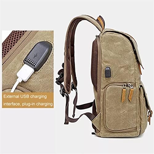 Photography Retro Waterproof Batik Canvas Backpack W Port Fit 15.6inch Laptop Men Camera Bag Carry Case|B0GVT82N41
