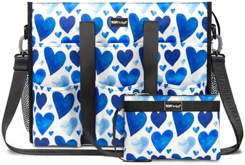 TOPDesign Utility Water Resistant Tote Bag with 22 Pockets, Top Zipper Closure & Thick Bottom Support, for Working Women|B0D3111NMD