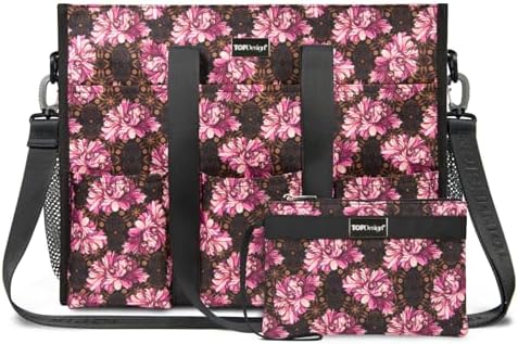 TOPDesign Utility Water Resistant Tote Bag with 22 Pockets, Top Zipper Closure & Thick Bottom Support, for Working Women|B0D3111NMD
