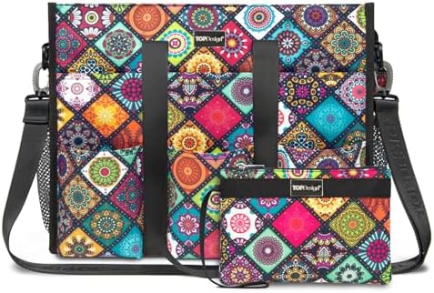 TOPDesign Utility Water Resistant Tote Bag with 22 Pockets, Top Zipper Closure & Thick Bottom Support, for Working Women|B0D3111NMD