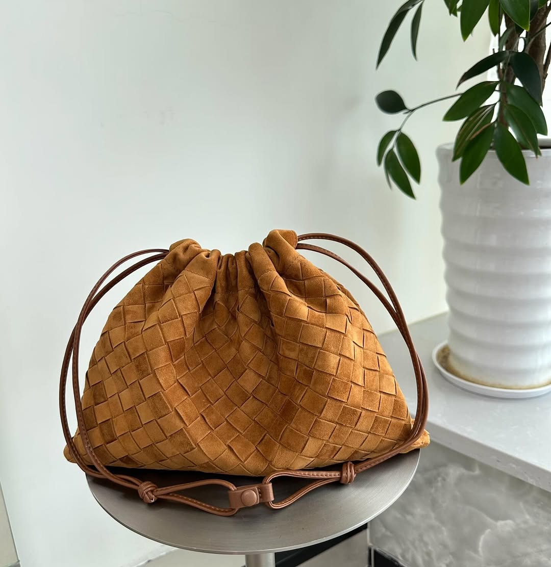 Handwoven Suede Shoulder Bag