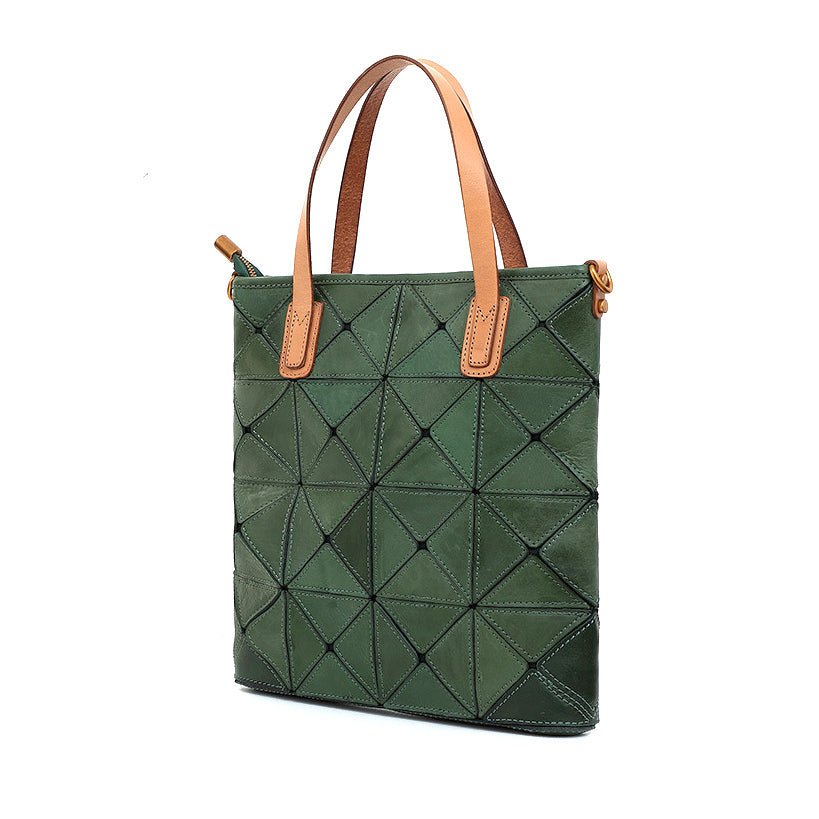 Argyle Patchwork Cowhide Leather Tote