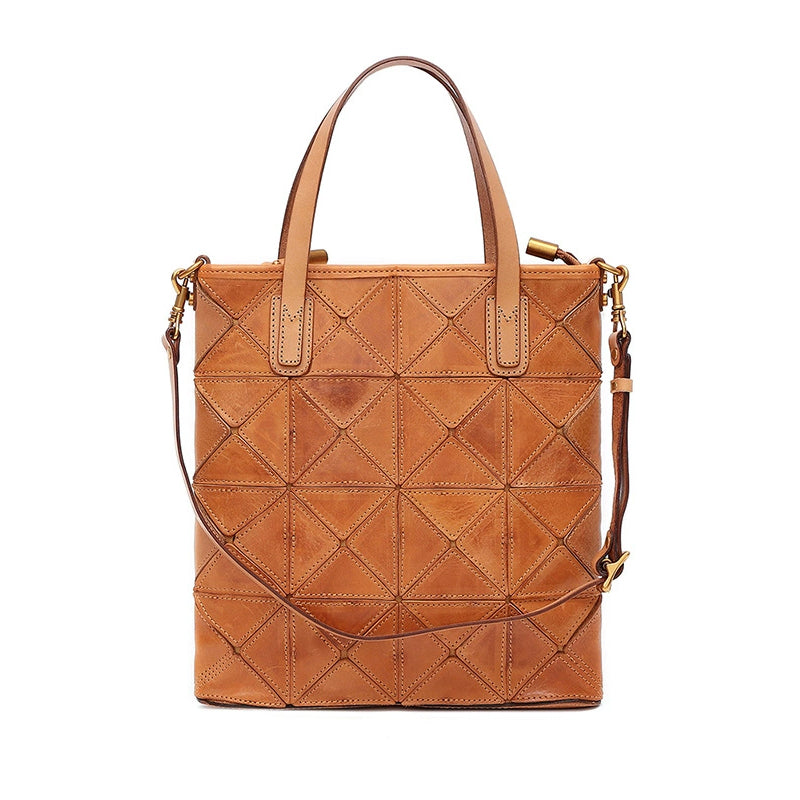 Argyle Patchwork Cowhide Leather Tote