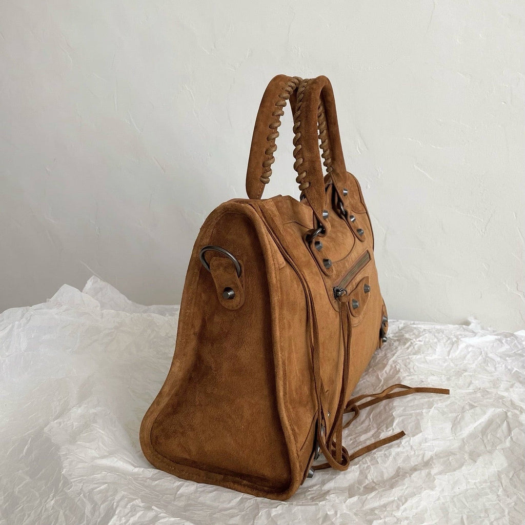 Braided Suede Calfskin Shoulder Bag