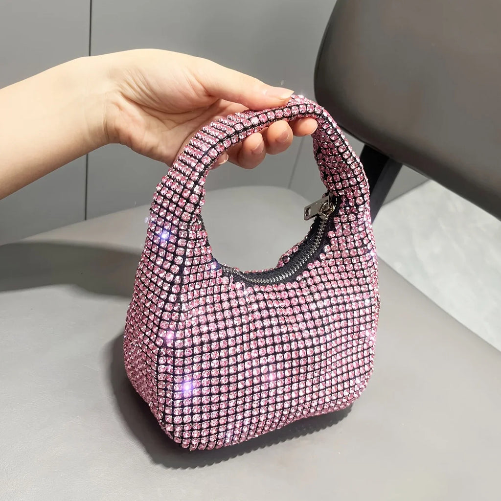 Sparkly Rhinestone Mini Hobo Bag