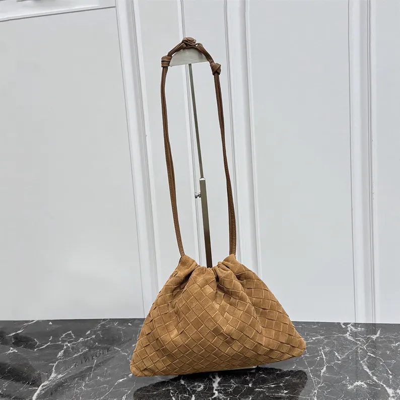 Handwoven Suede Shoulder Bag