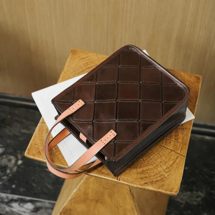 Handmade Italian Quilted Leather Mini Tote Bag